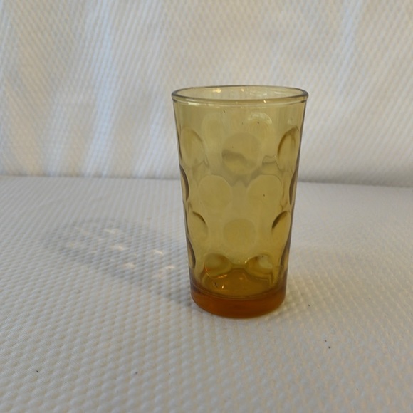 Vintage Hazel Atlas Amber El Dorado Thumbprint Assorted Glasses. Set of seven. - Picture 5 of 9